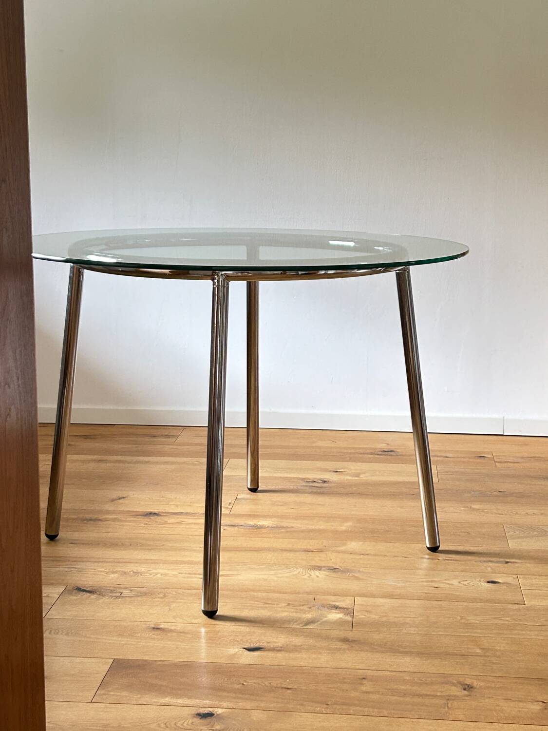 Table à manger vintage en verre chromé ikea