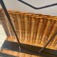 Vintage wicker and metal magazine rack 1970