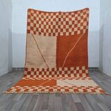 Traditional orange handwoven Berber rug, size 140 x 260 cm