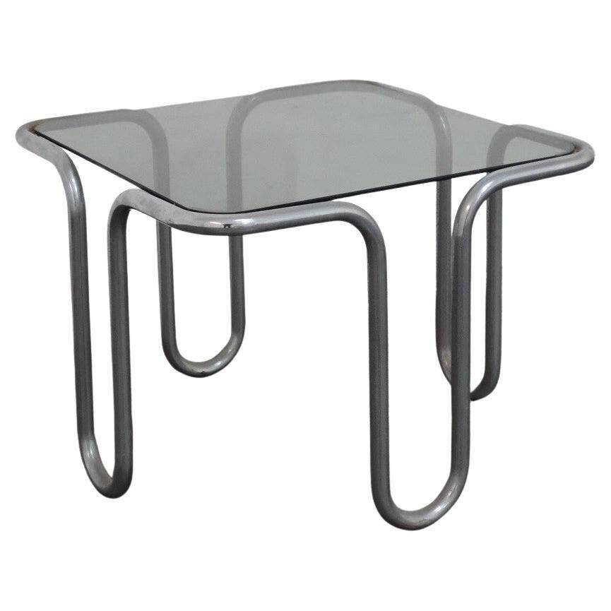 Coffee Table in Chromed Tubular Steel and Smoked Glass by Ezio Didone, 1970s