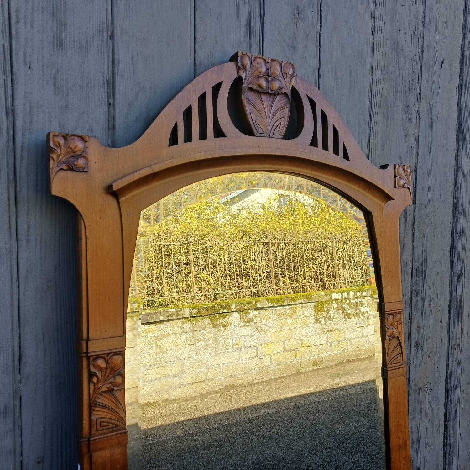 Large antique mirror from the Art Nouveau period.