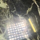 Pair of vintage brass and green marble side tables