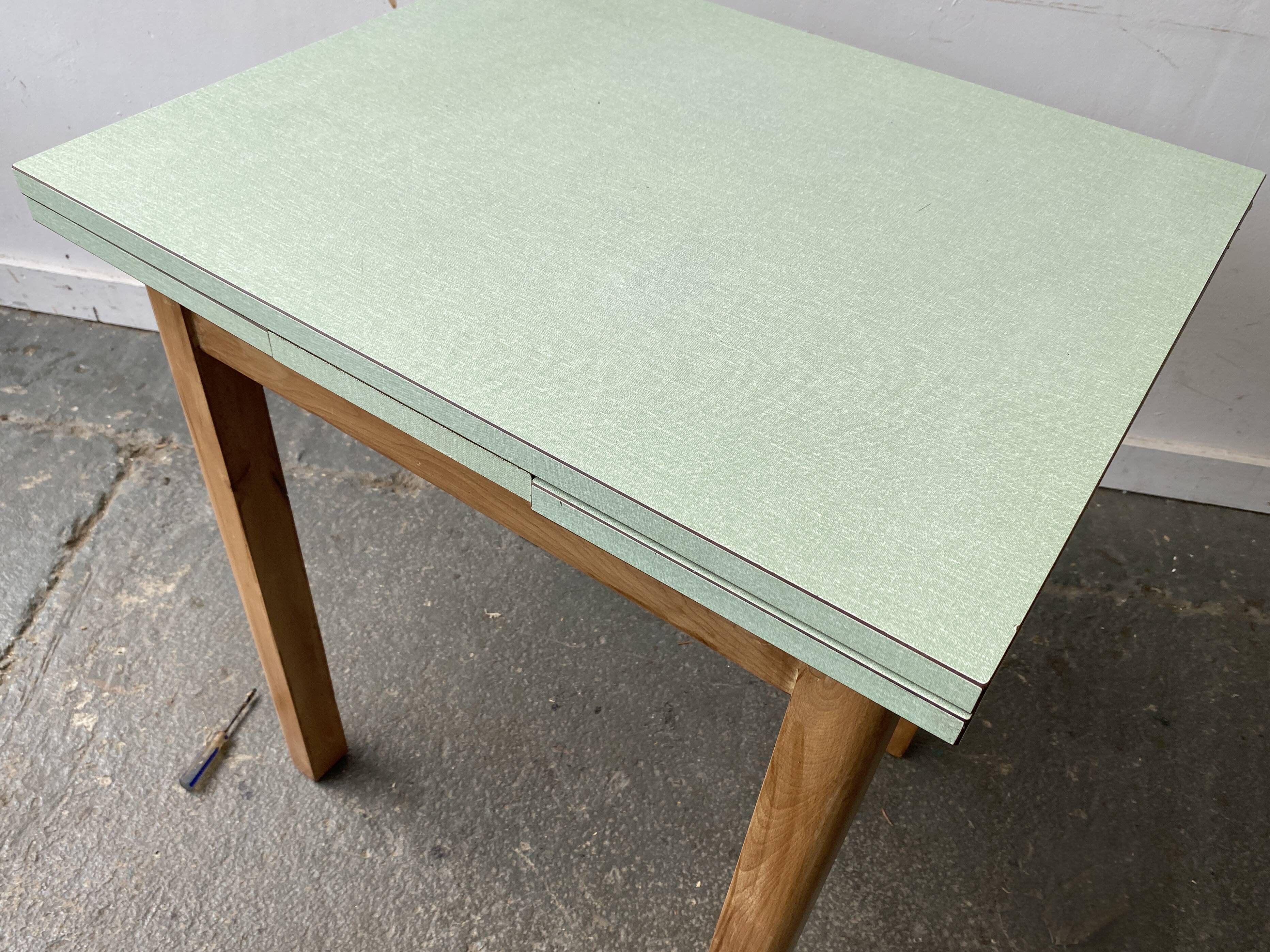 Mid-Century Vintage Draw-Leaf Kitchen Dining Table with Formica Top