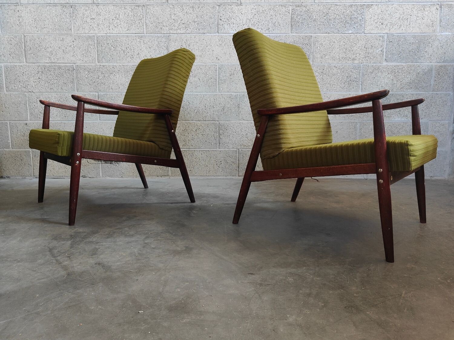 Pair of armchairs Olive Green by Jiri Jiroutek 1960