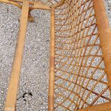 Vintage rattan daybed in basket shape - 1950s