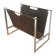 Magazine rack in brushed steel and leather, in the style of Poul Kjaerholm