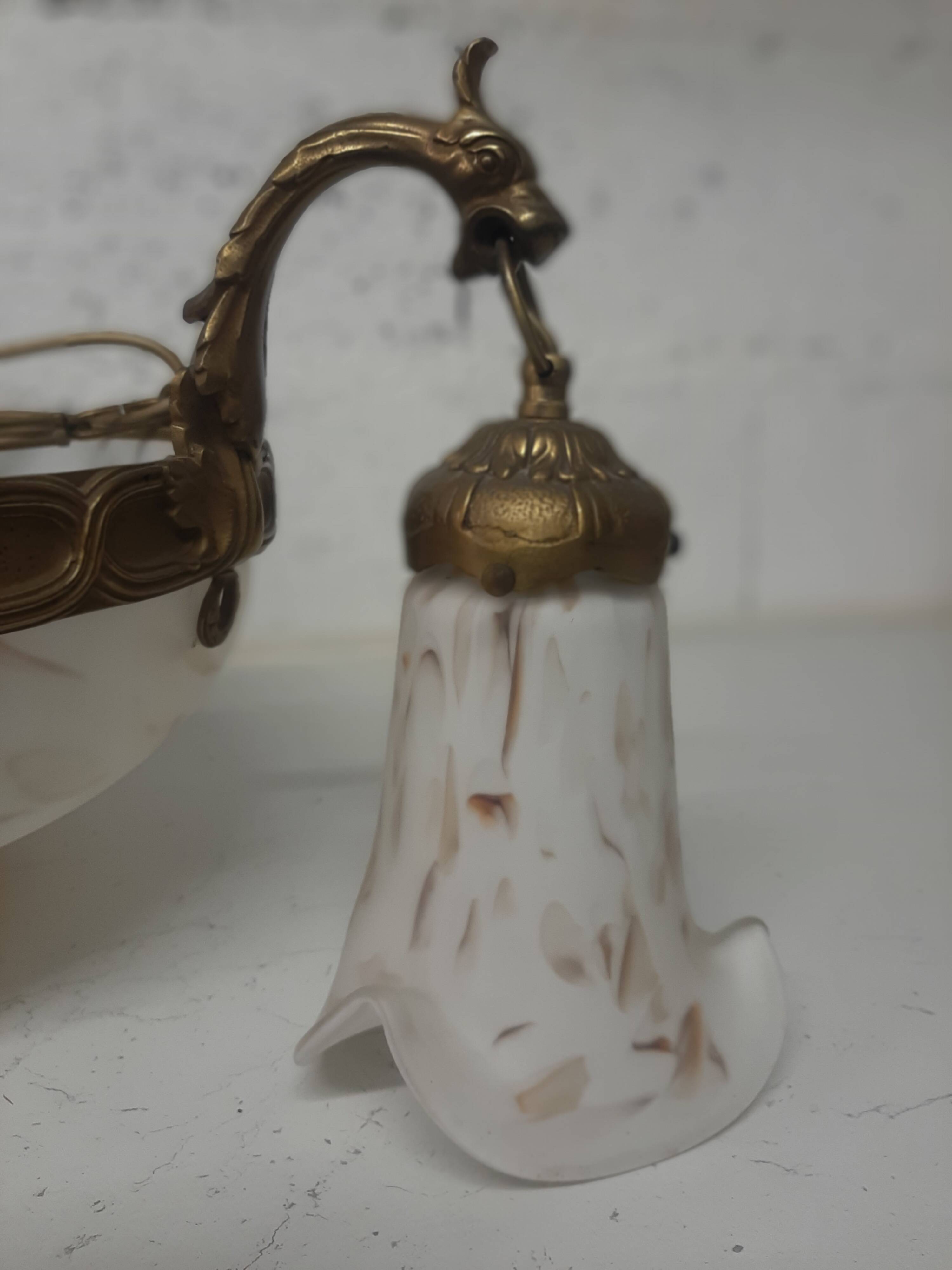 Bronze chandelier and glass paste