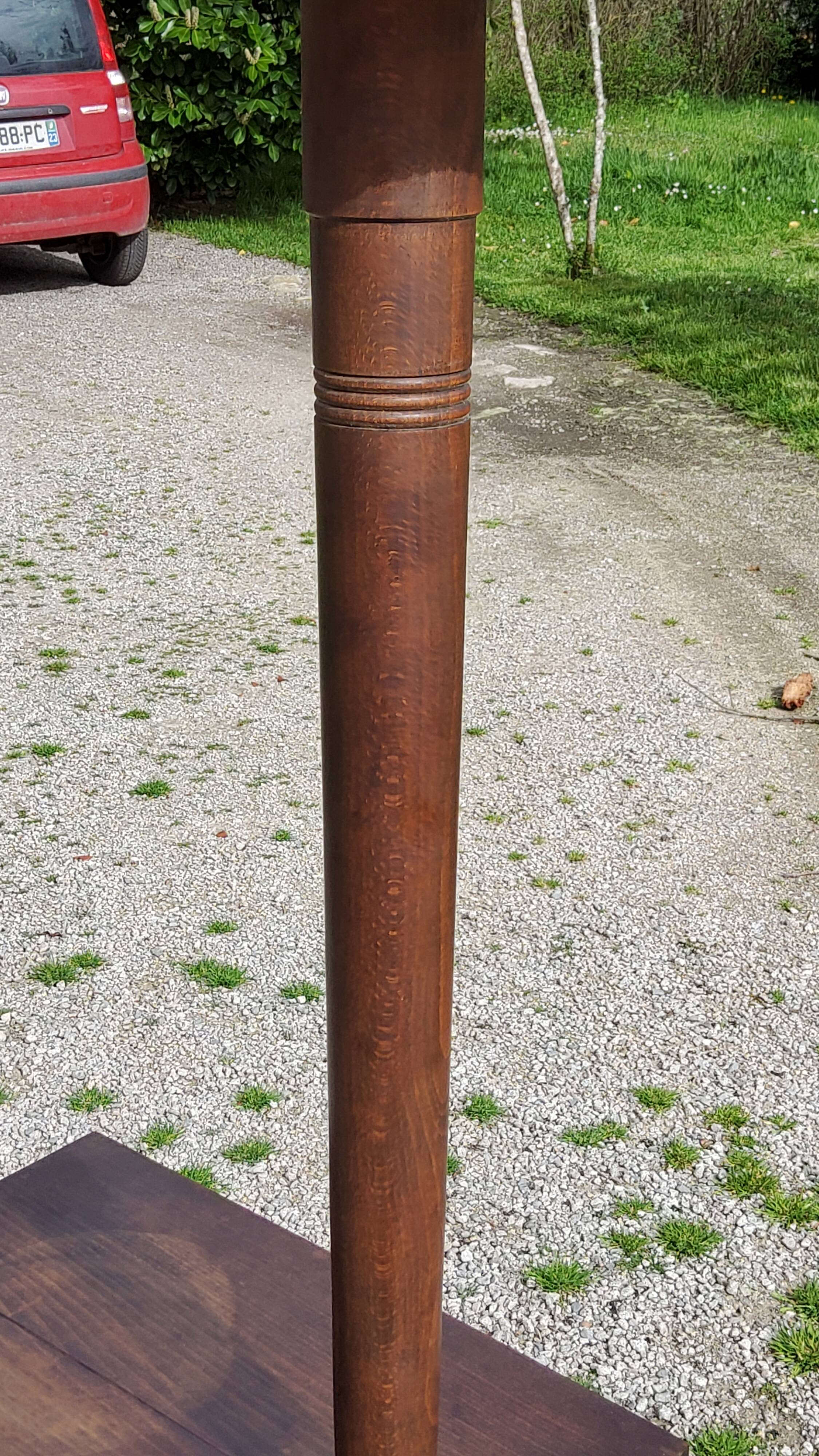 Floor lamp with shelf of the 40s/50s in beech lampshade red fabric