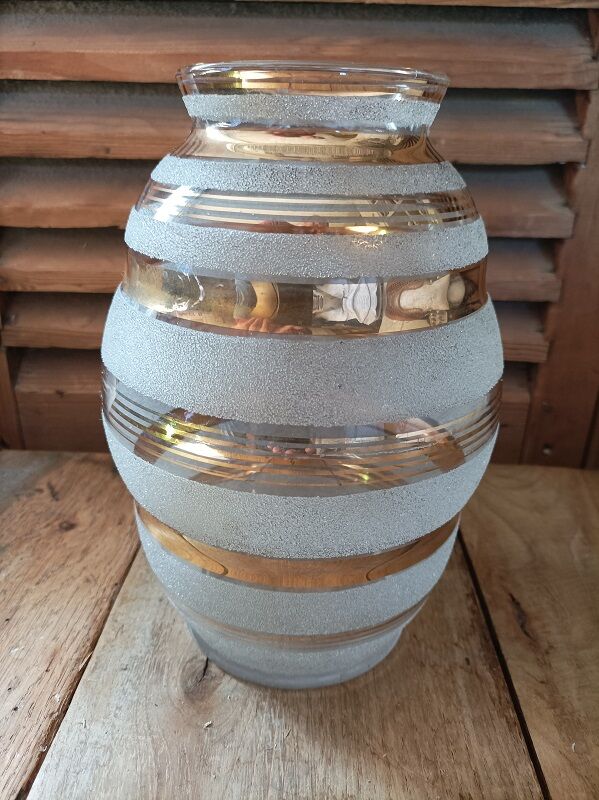 Art Deco glass vase gilded glassware Fains