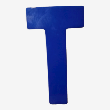 Lettre T d'enseigne vintage en plexiglas bleu