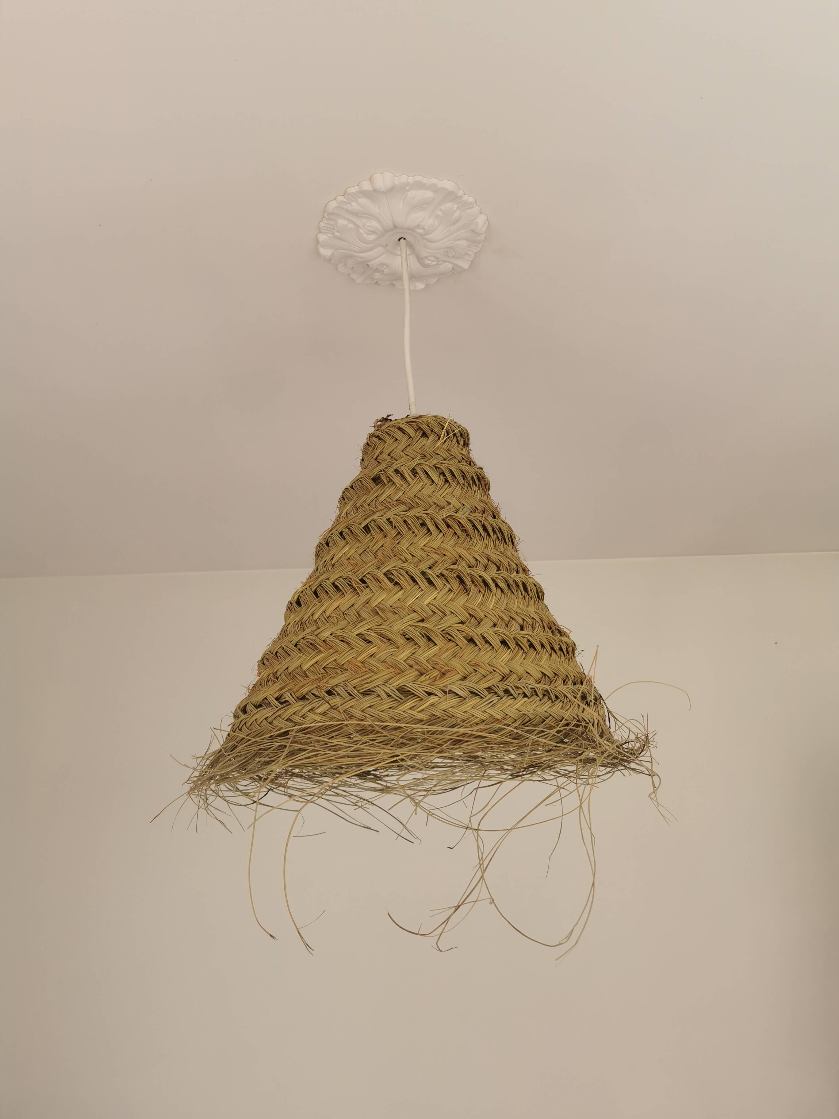 Suspension Dalia en Halfa Tressé – 40×45 cm – Fabrication Artisanale Maroca