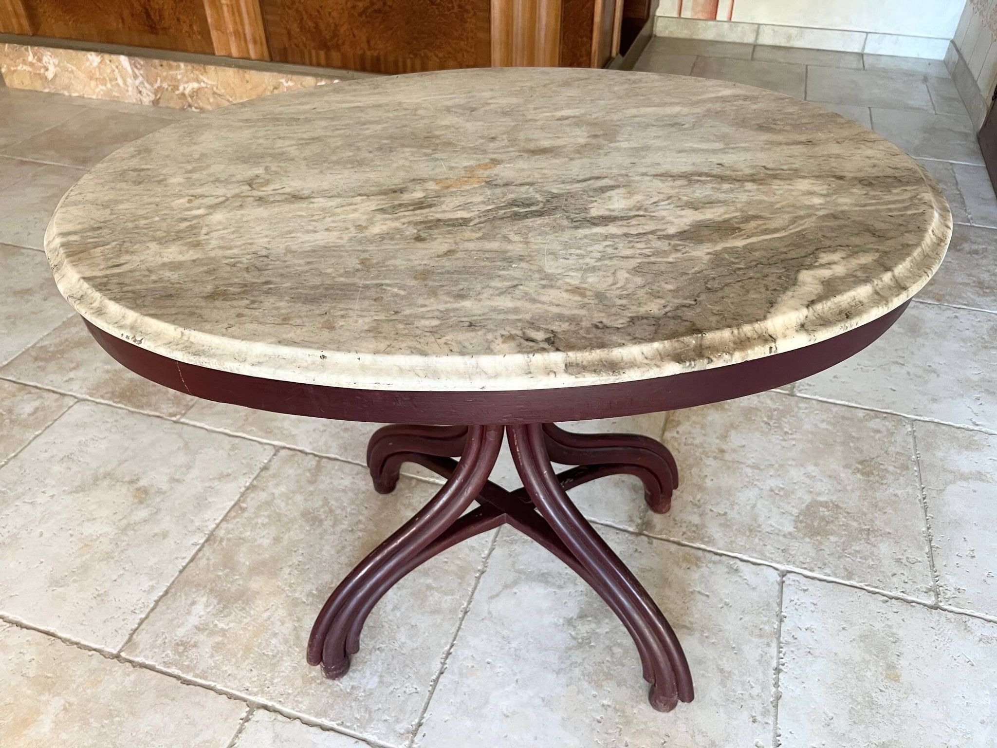 Thonet table n°8 / n°9 from 1888 Café Museum, after Adolf Loos marble top