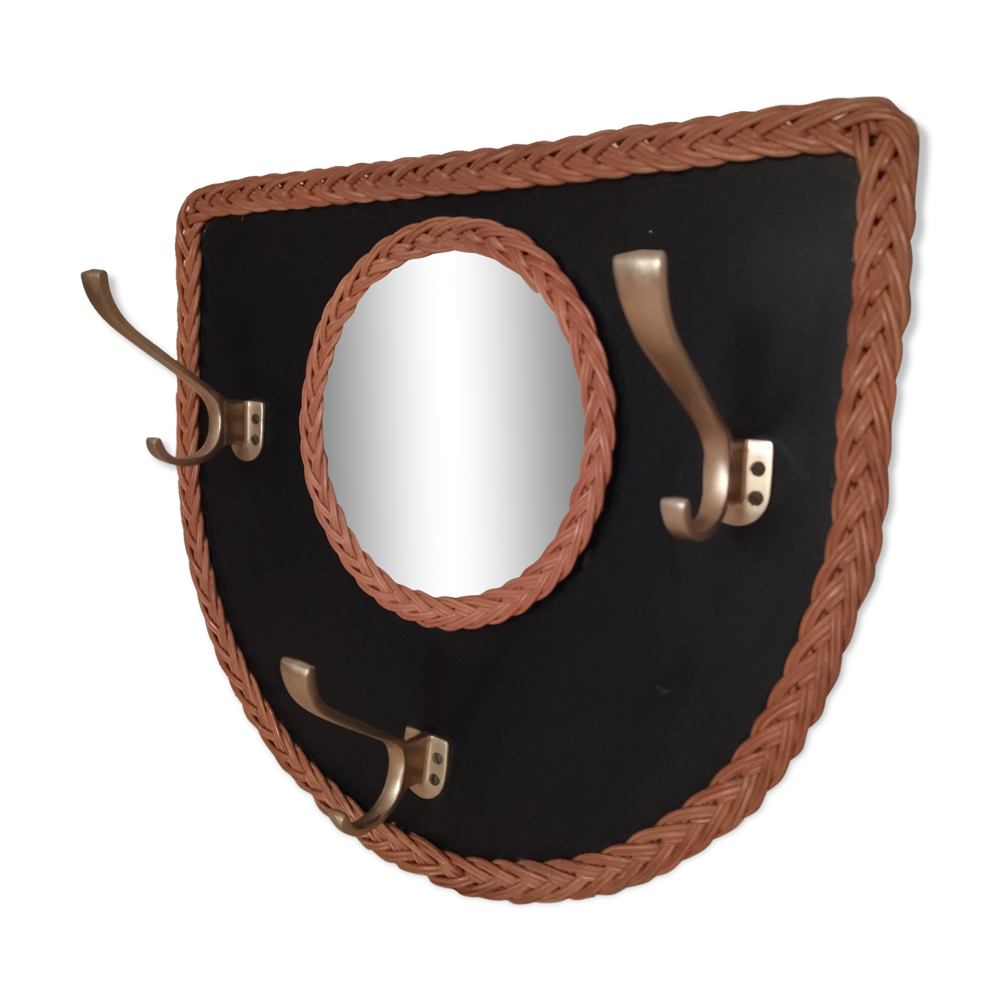 Porte manteau miroir osier