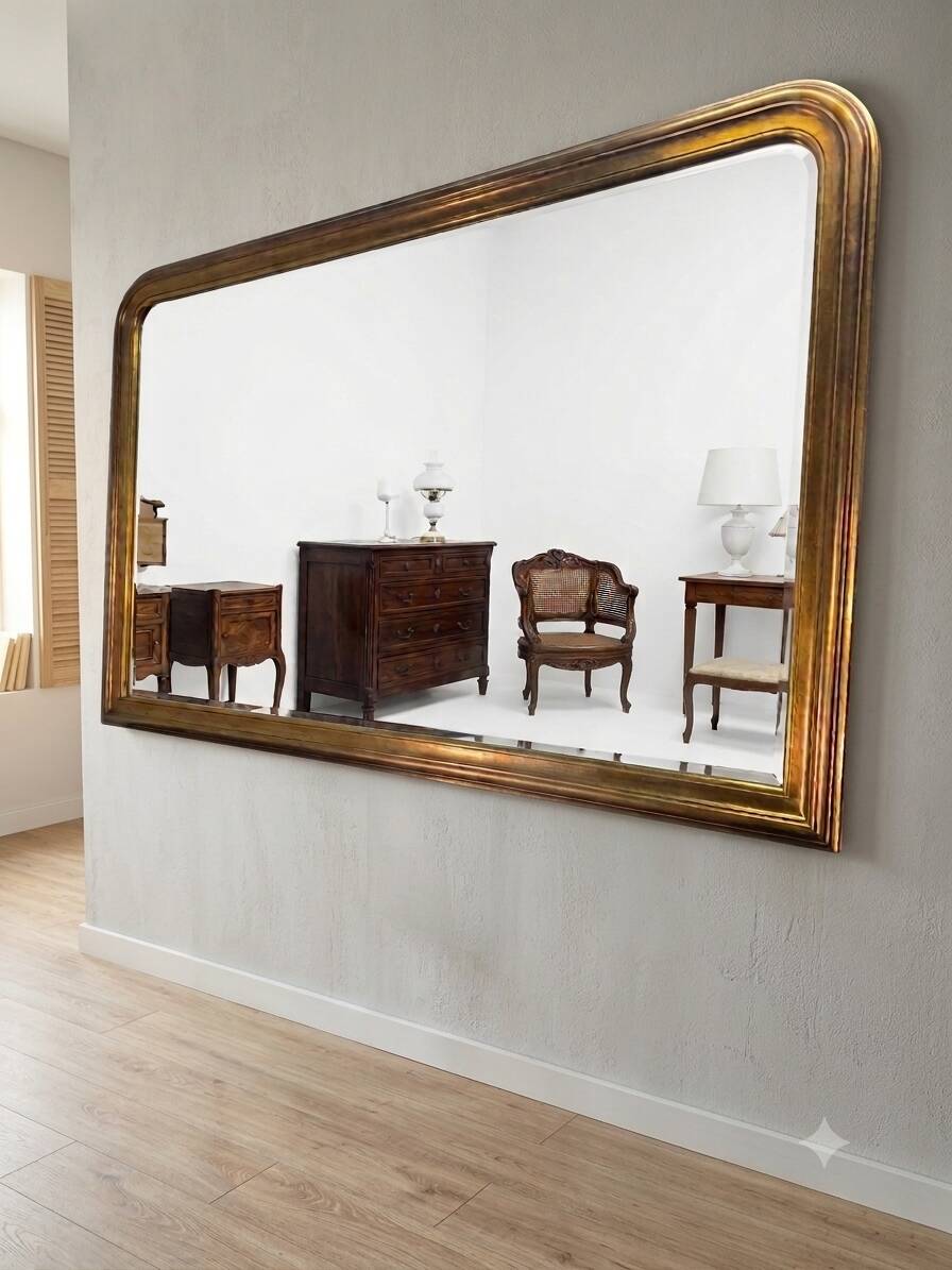 Louis Philippe style gilded mirror, mid-20th century, bevelled mirror.