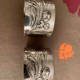 2 Art nouveau silver metal towel rings