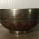 Antique ISLAMIC BOWL in tinned BRASS with engraved decoration and colored patterns