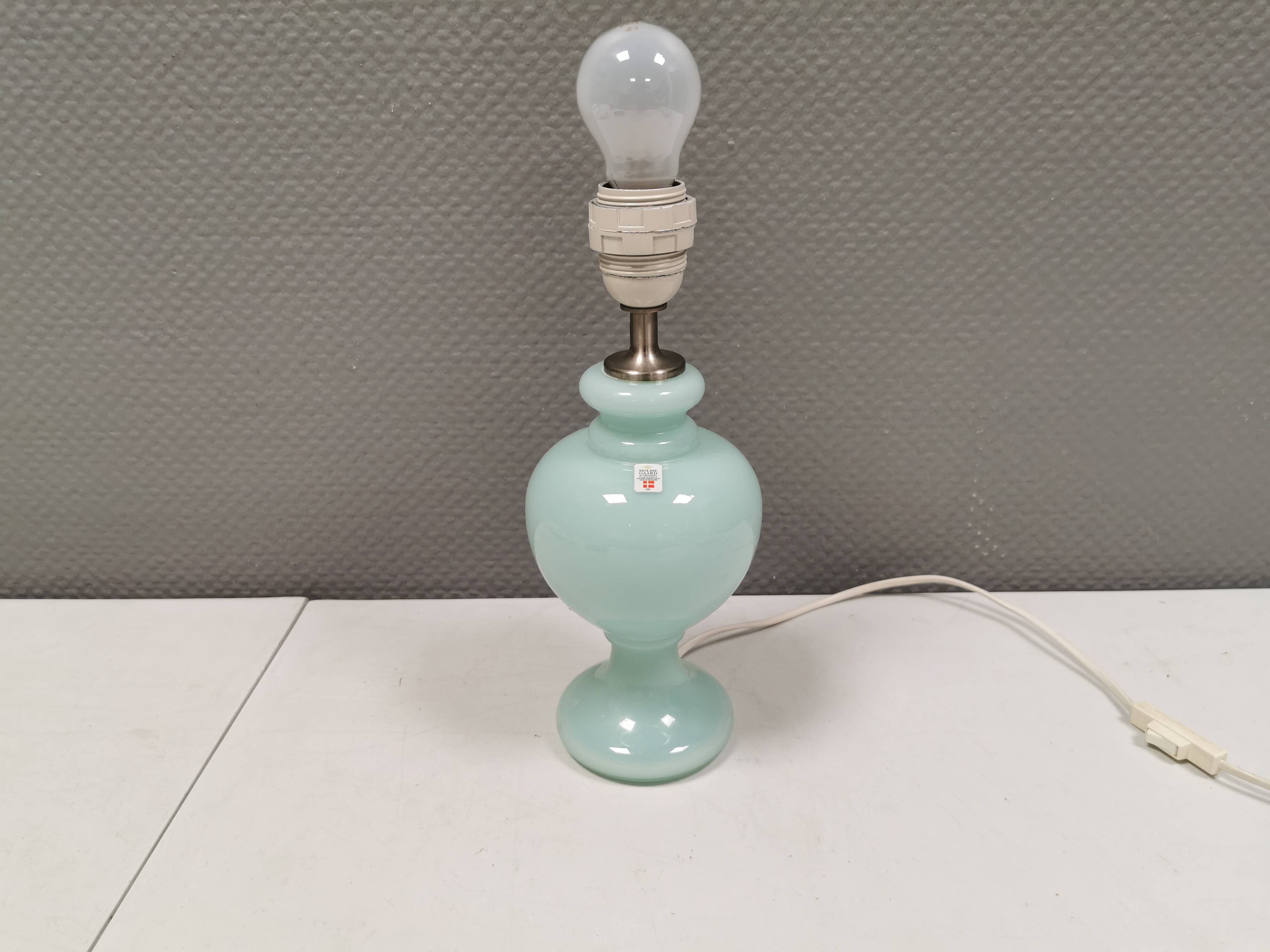 Holmegaard table lamp in Rare delicate green/mint green glass, model Florence 1989