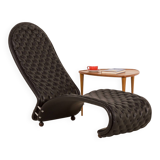 Verner Panton black leather chaise longue for Fritz Hansen, 1970s