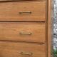 Vintage chest of drawers with compass feet, oak, original patina, 1950s