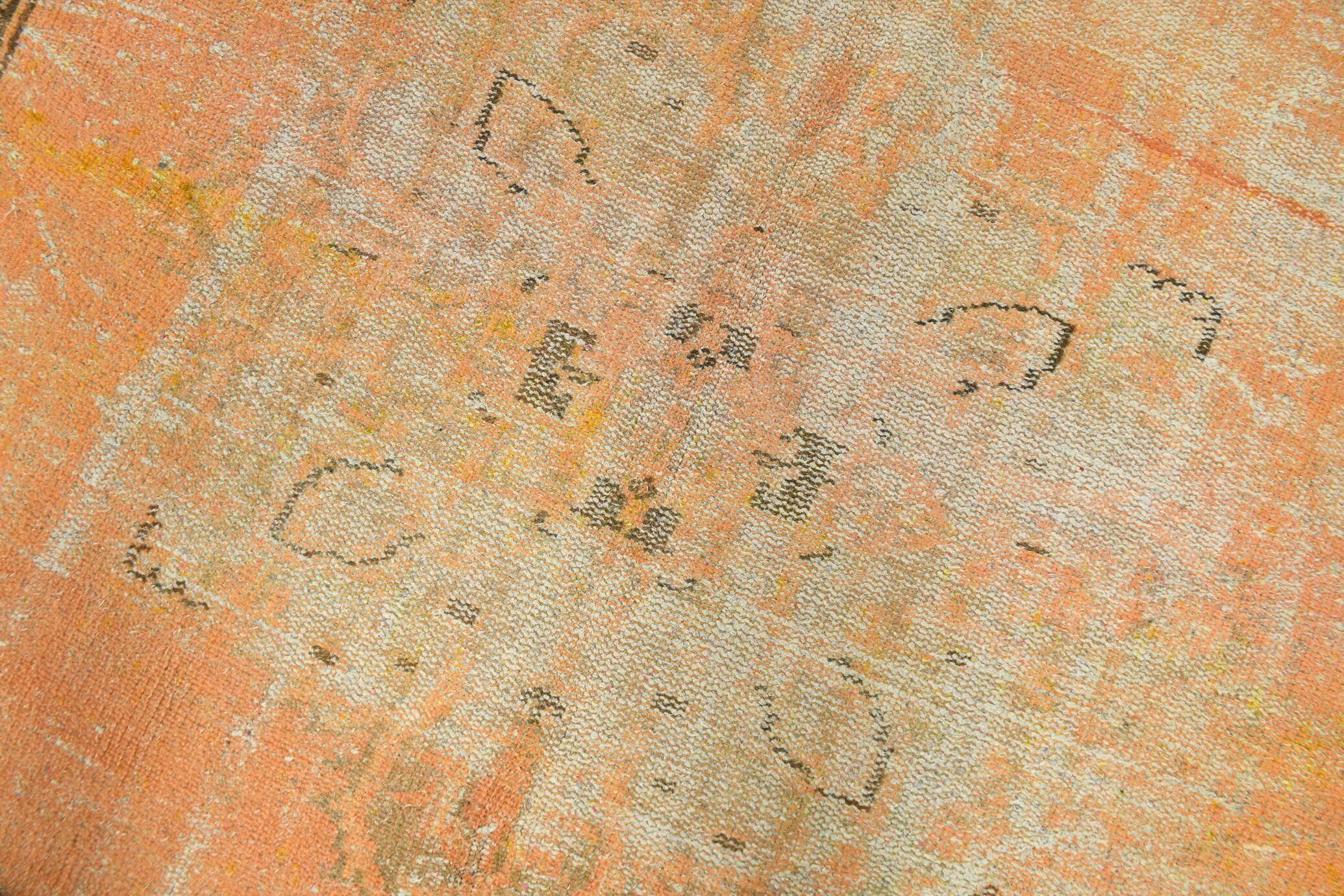 6x9 Shades Of Peach Orange Handmade Wool Oriental Turkish Rug, 180x286Cm