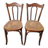 chaises de bistrot cannées en chêne x 2