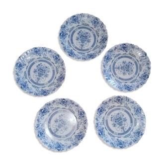 5 blue dessert plates service