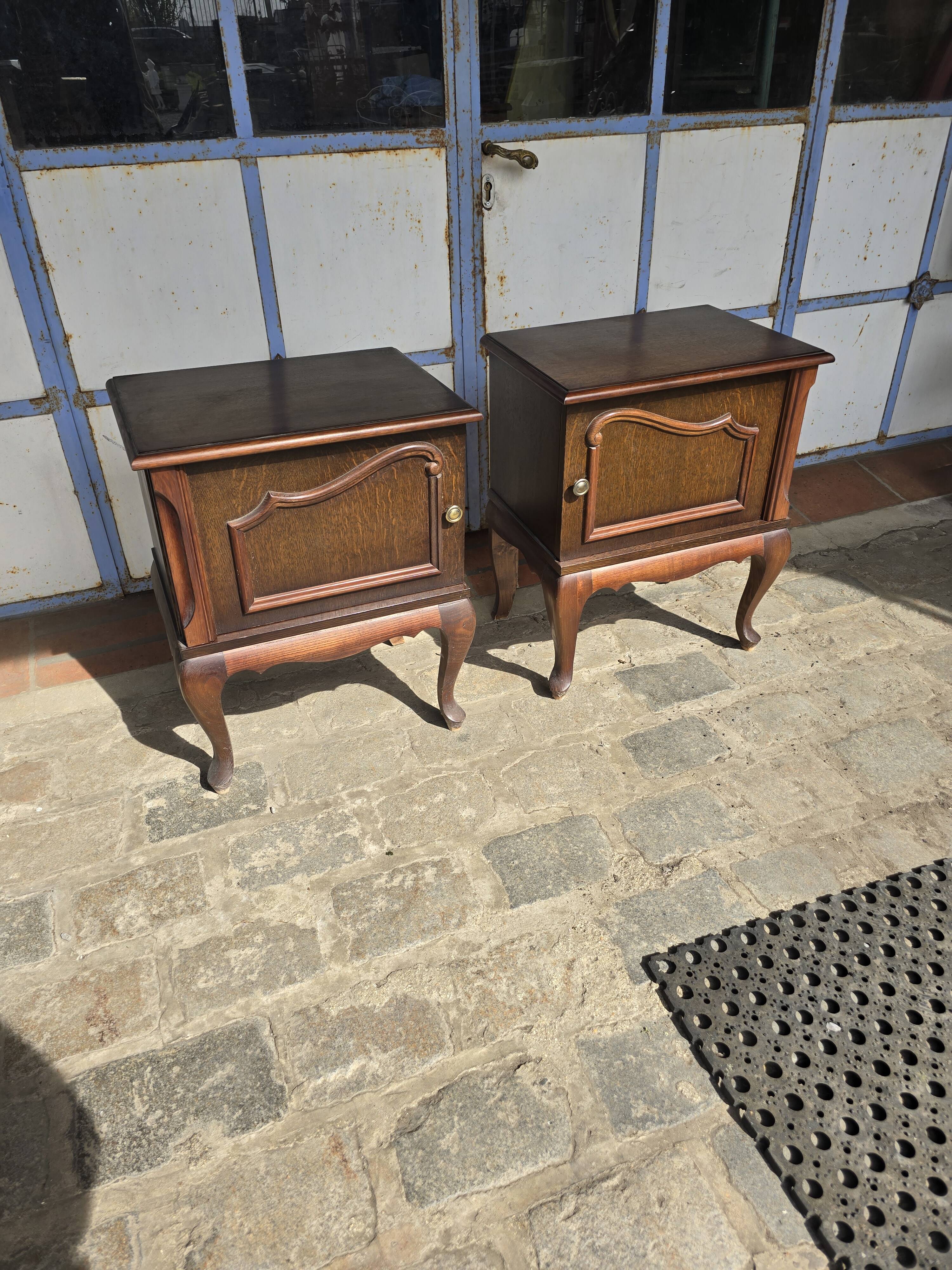 Pair of vintage 1960s oak bedside tables