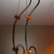 Temde Leuchten, 50's/60's and teak and brass hanging lamp