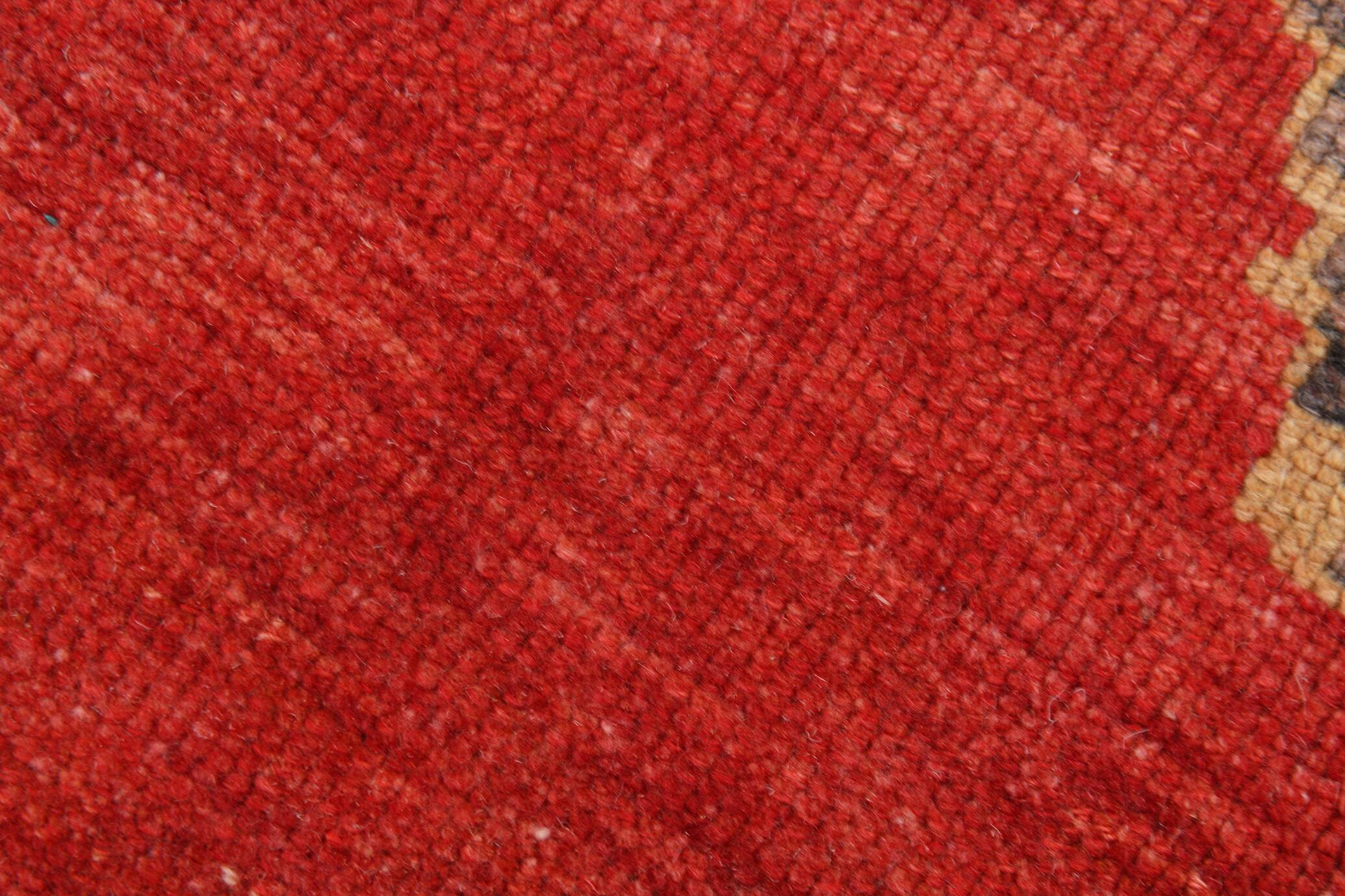 6X10 Vintage Red & Beige Made in Anatolian Turkish Vintage Rug, 184x296 Cm