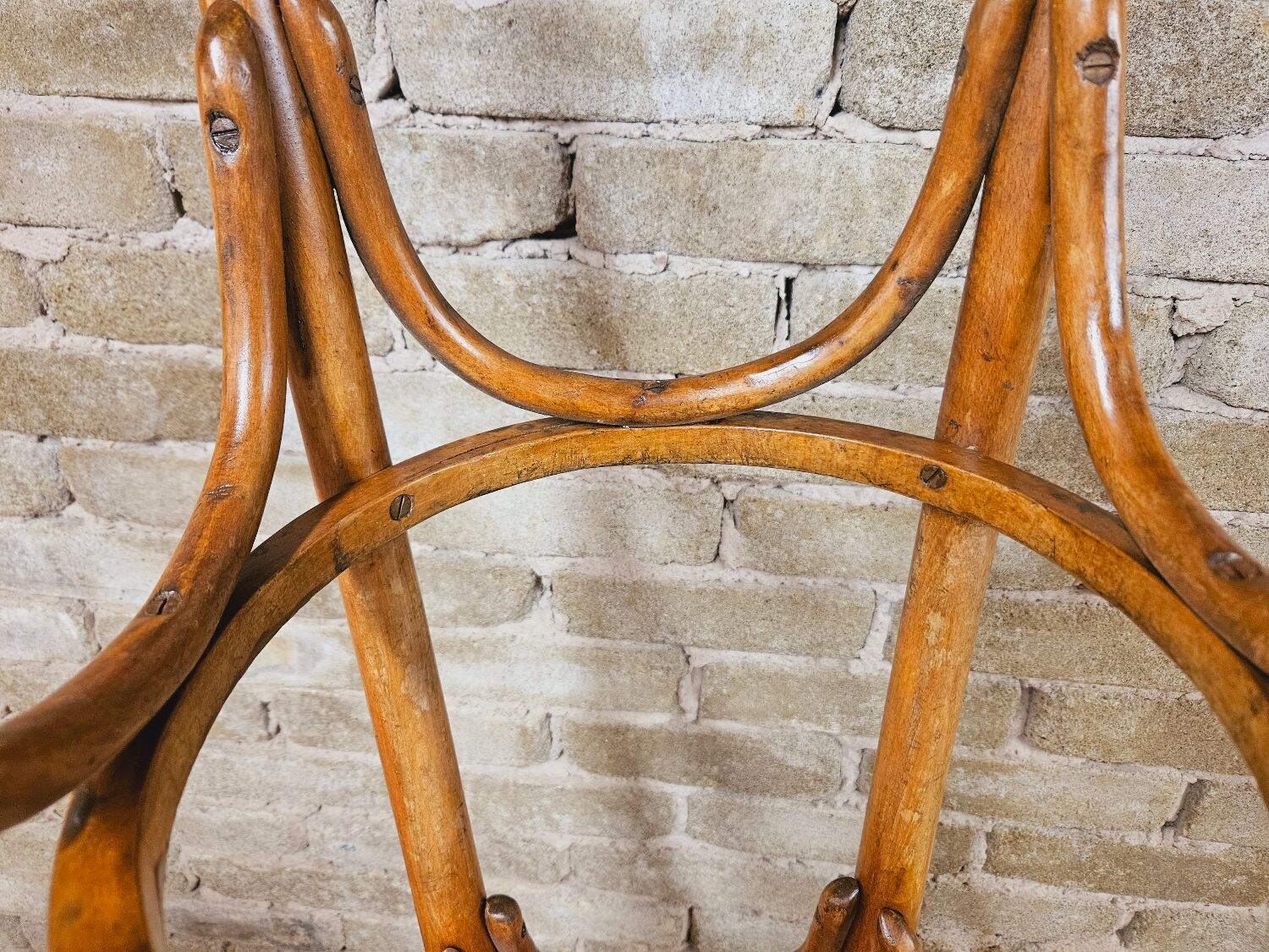 Set de 3 tabourets de bar en bois courbé 1960