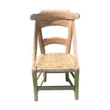 Chaise antique en osier français wabi sabi