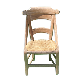 Chaise antique en osier français wabi sabi