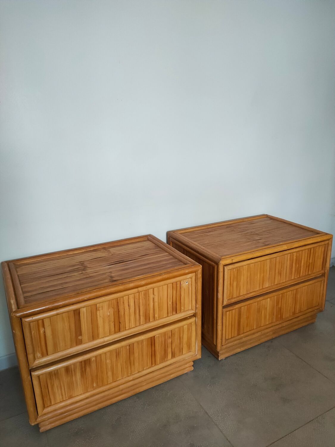 Deux commodes en bambou, circa1970