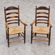 Early 20th century handcrafted and carved highback / ladder back chairs /