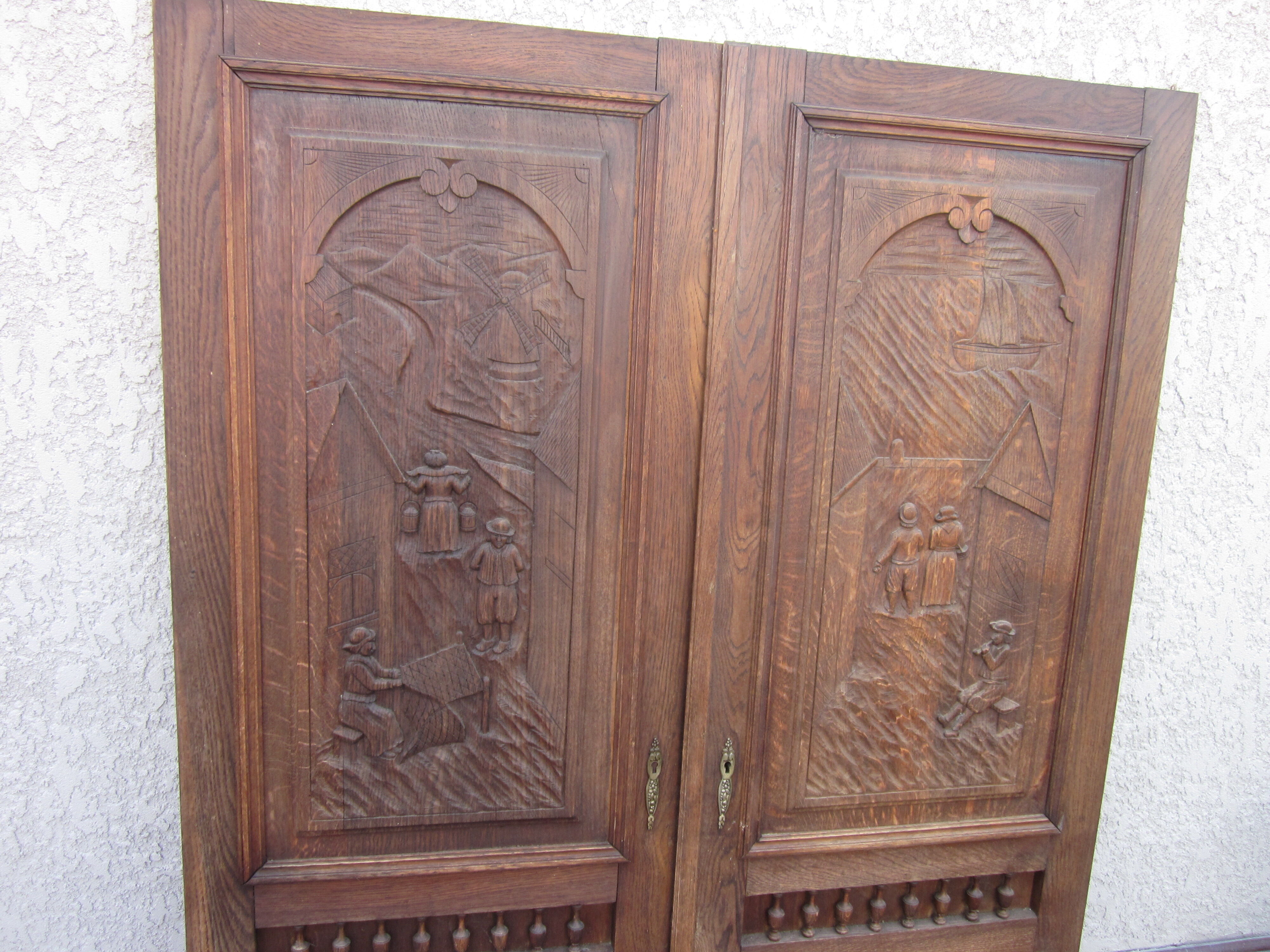 Pair of old carved wooden doors