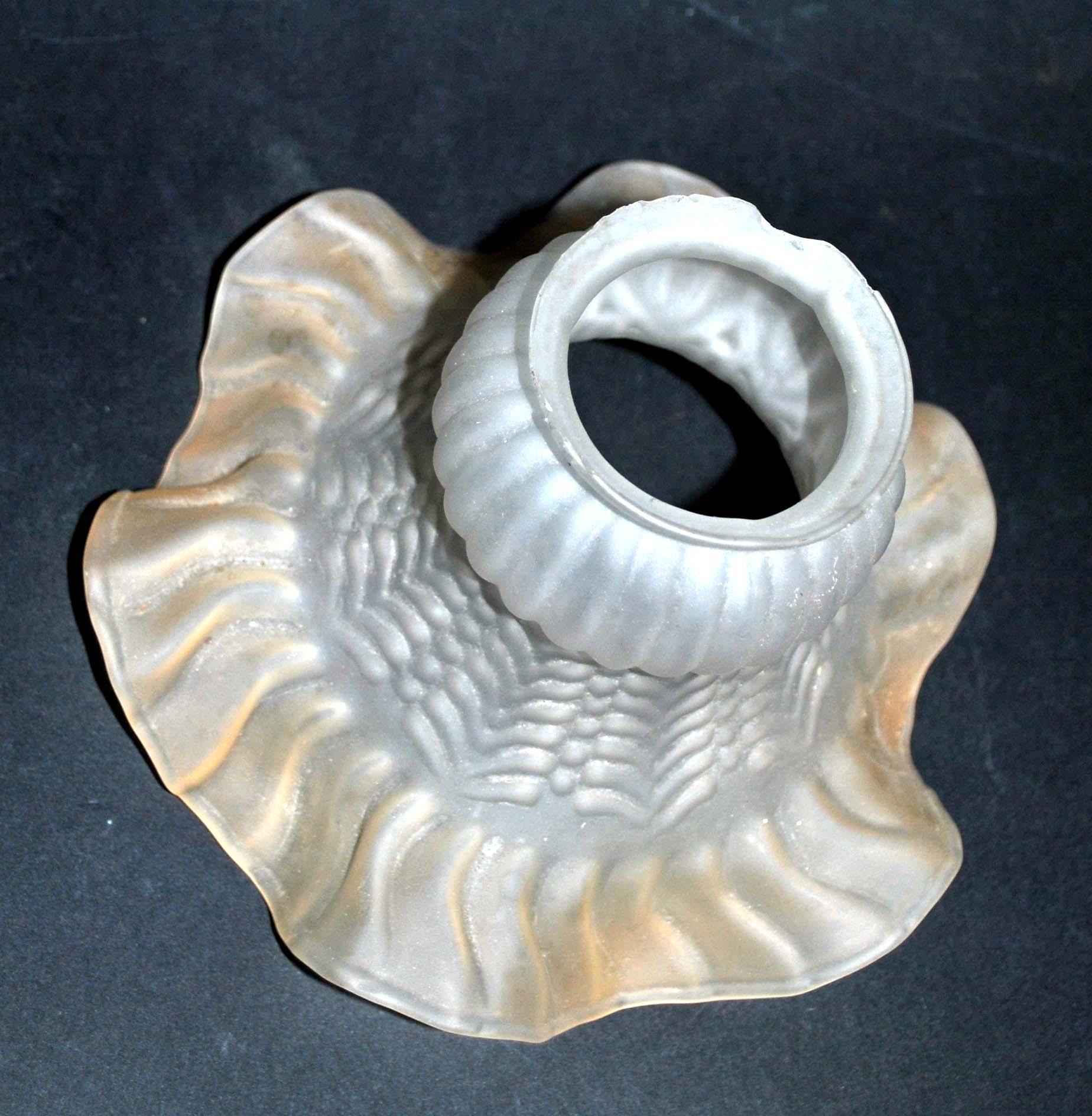 Lamp glass ART DECO - tulip cup in frosted glass molded basketry
