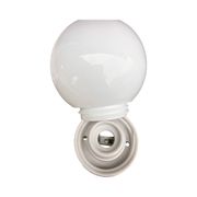 Industrial wall lamp, white, glass, foton, poland, 1960s.