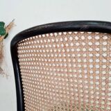 Chaises bistrot bois courbé noir, cannage et velours