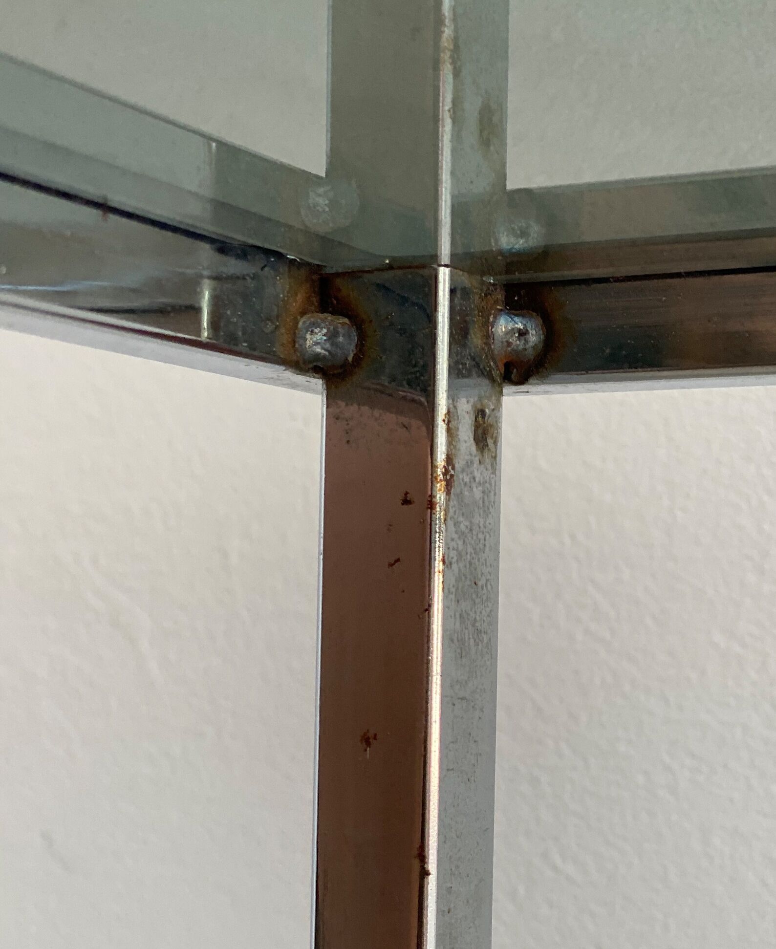 Vintage chrome side table with s smoked glass top