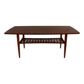 table basse scandinave en teck à double plateau