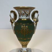 Pair of Empire Style Porcelain Vases, Decorated with Swans and Bundles