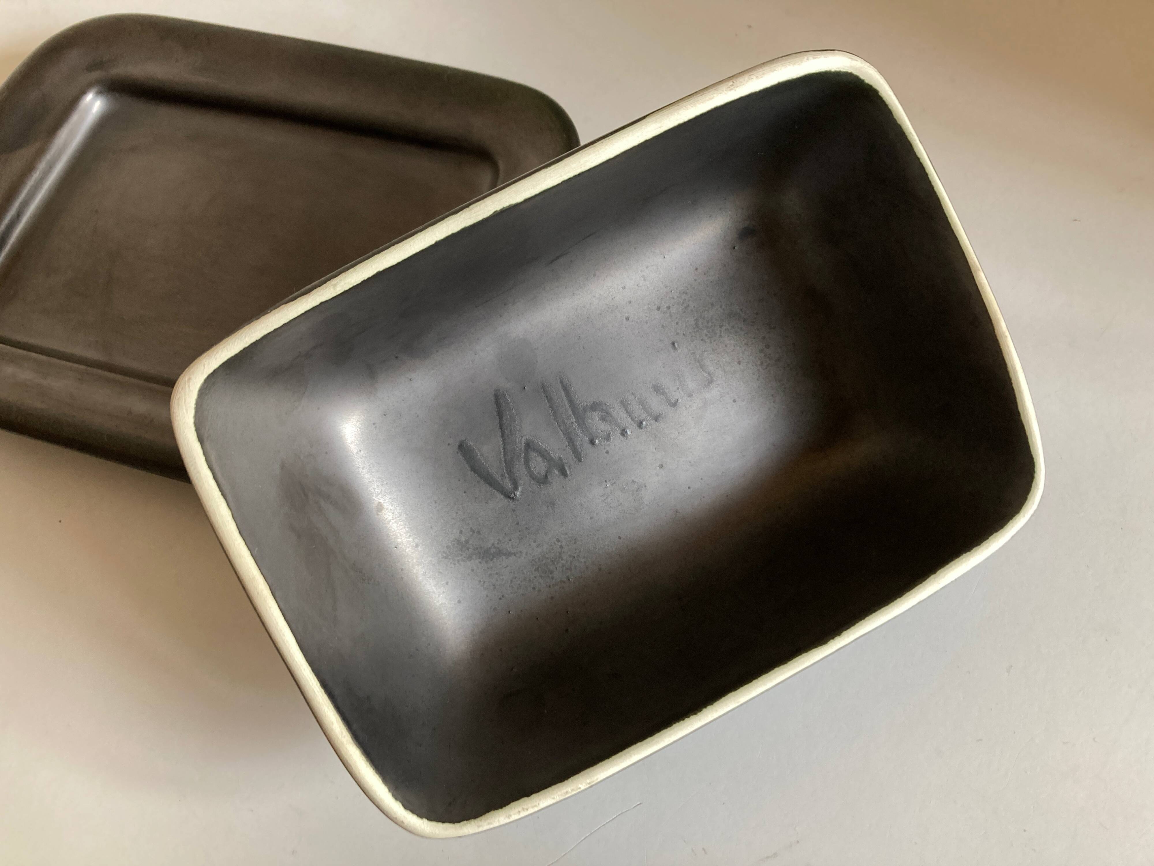 1960 Vallauris enameled earthenware butter dish