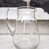Chiseled glass pitcher