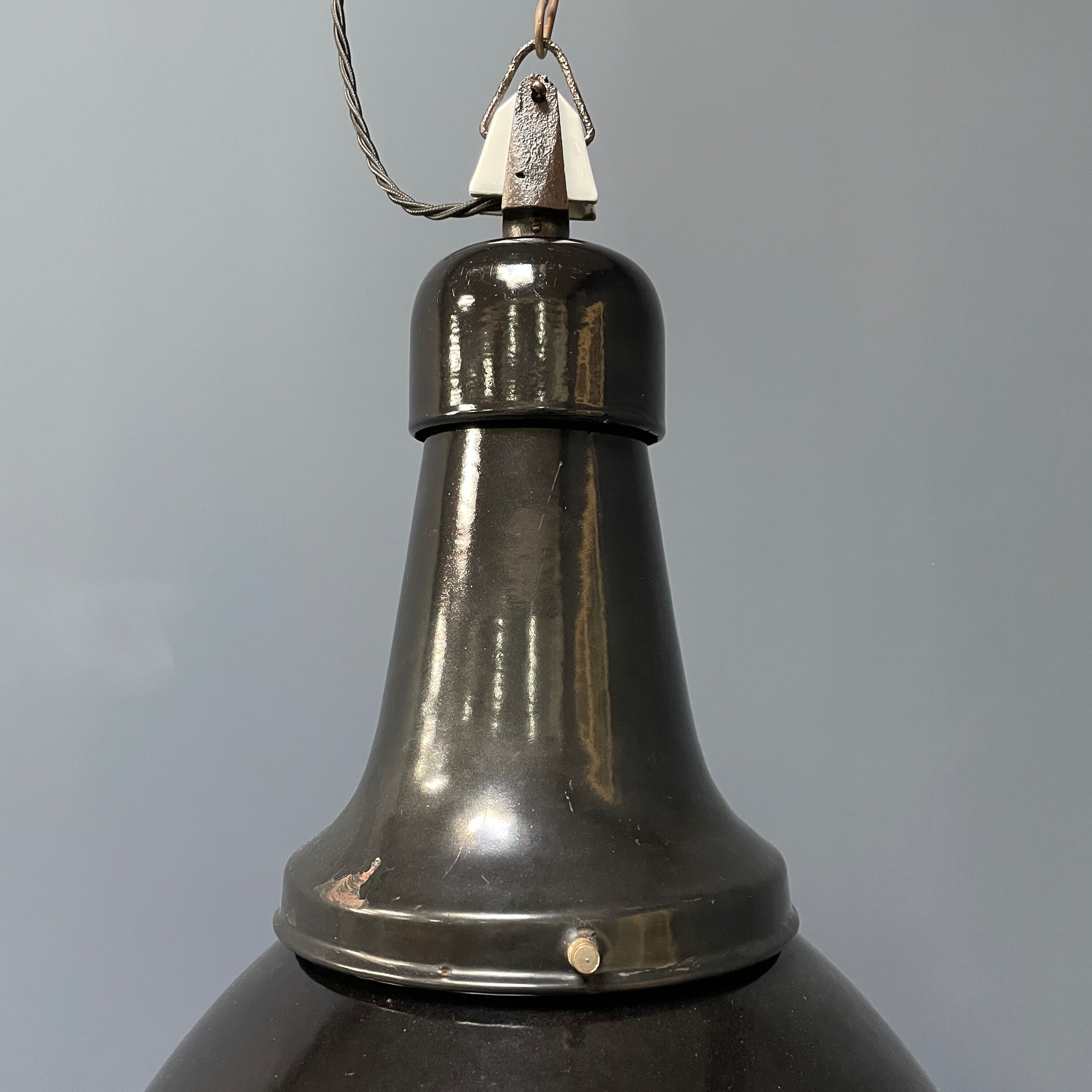 Black enamel Bauhaus factory lamp from Industria Rotterdam