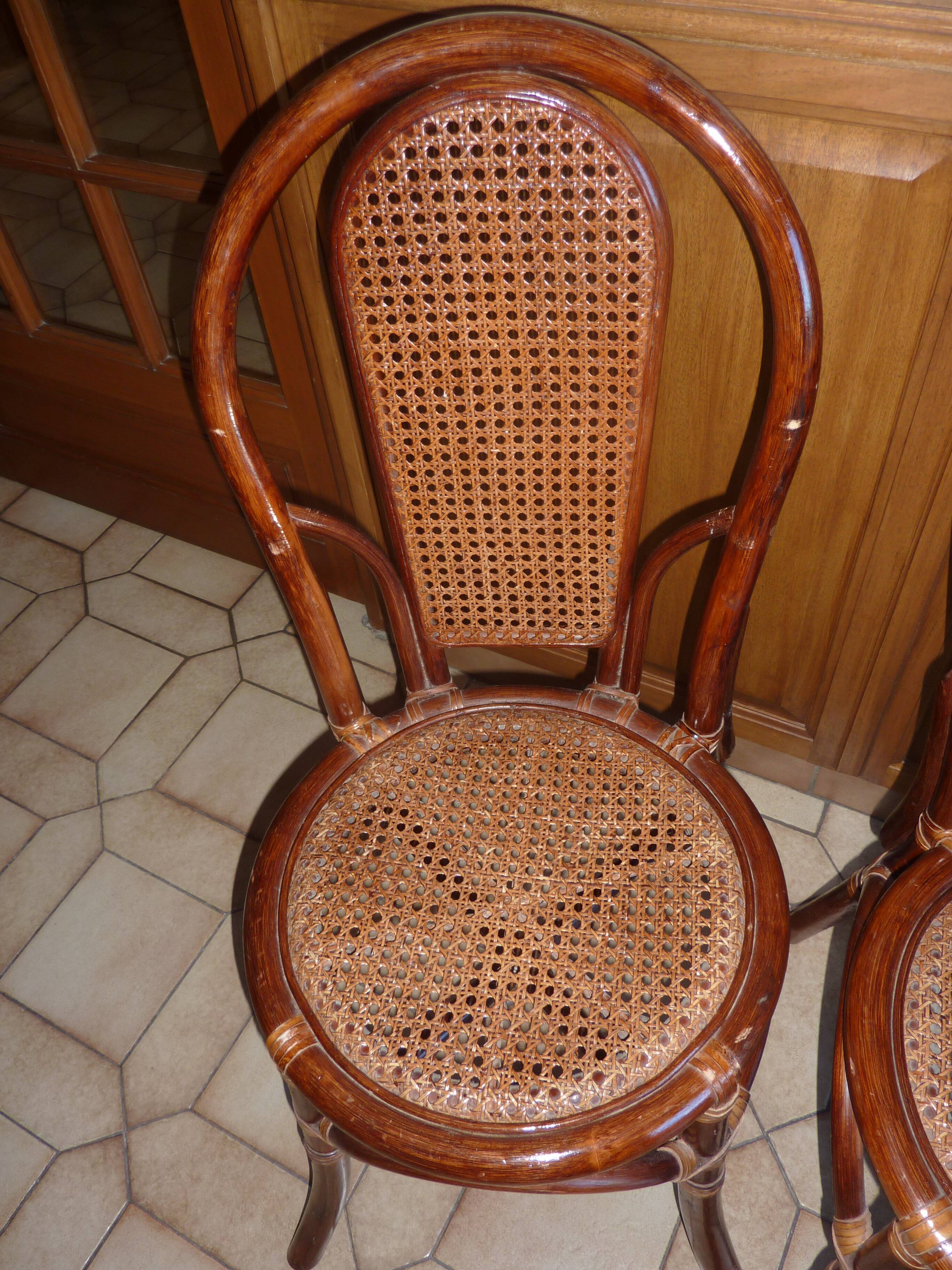 Pair of vintage bamboo rattan chairs