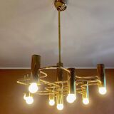 Golden chandelier 9 fires from Sciolari Italy 1960