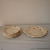 Set of 8 dessert plates with presentation plate, Béarn de Orchies Moulin des Loups model