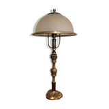 Lampe champignon ancienne en verre et laiton