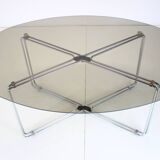 Midcentury Chrome and Glass Dining Table, Italy, 1970s