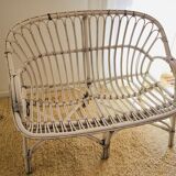 White rattan bench